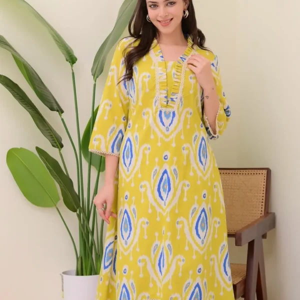 Mustard Yellow Kurti combination With Pant