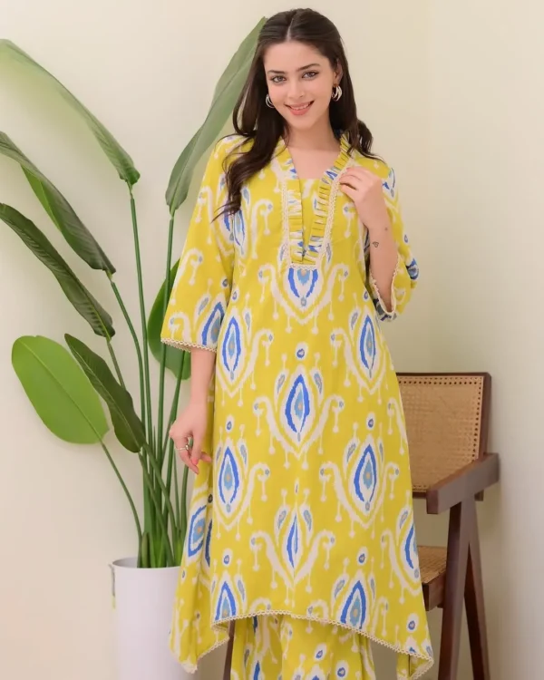 Mustard Yellow Kurti combination With Pant