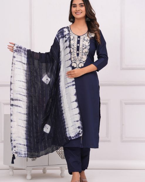 Chinon Silk Fabric Kurti Set