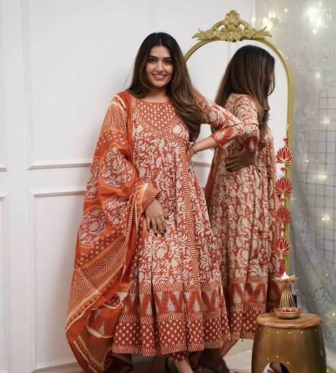 Maroon Angrakha Style Kurti Set