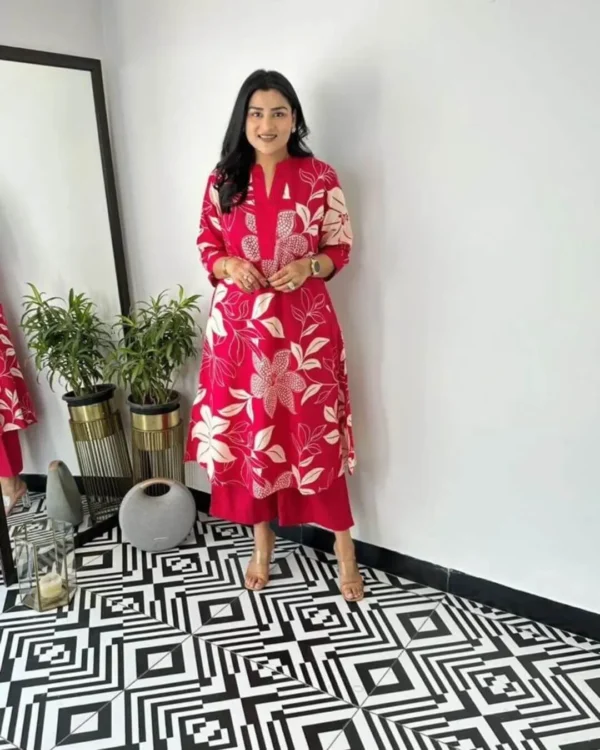 Red Kurti With Palazzo Set