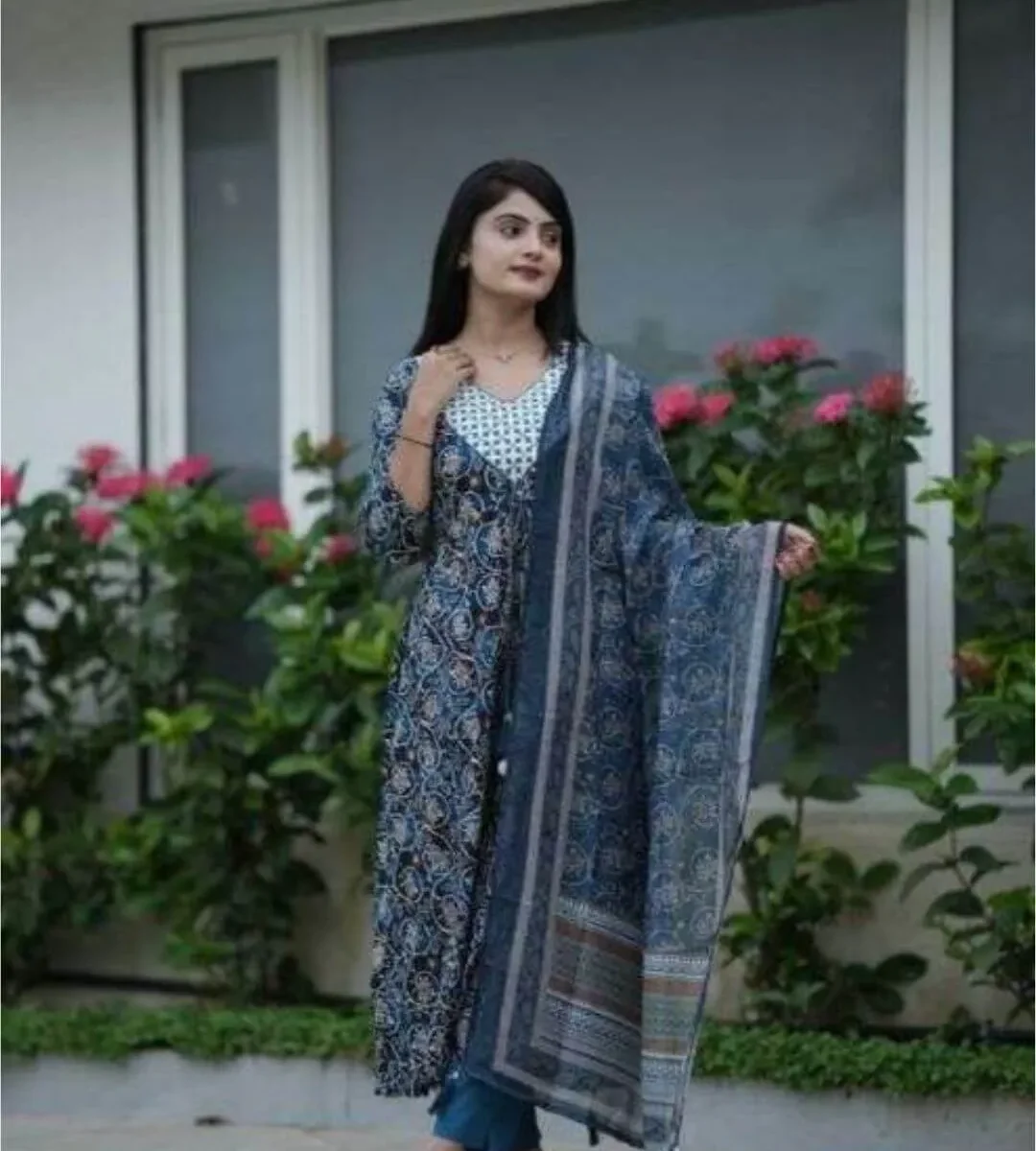 Floral Print Anarkali Kurti Set