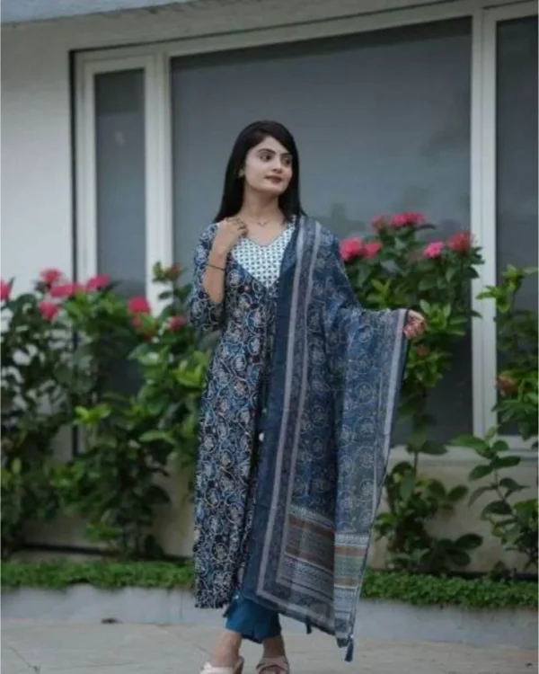 Floral Print Anarkali Kurti Set
