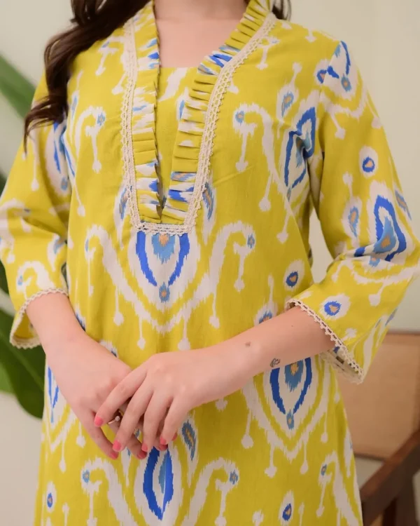 Mustard Yellow Kurti combination With Pant