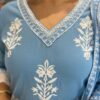 Sky Blue Floral Kurti With Pant Front side