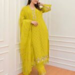 Pakistani Schiffli Cutwork Kurti Set