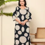 Black And White Cotton Kurti Set