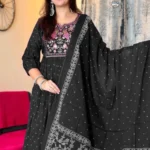 Black rayon Cotton Kurti Set