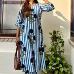 Blue Floral Kurti With Pant