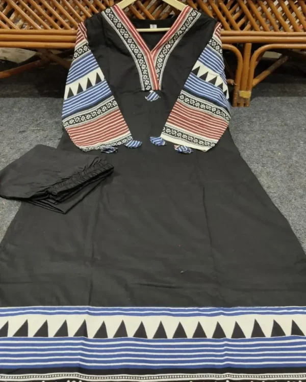 Floral Print Black Kurti Set 1