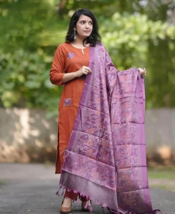 Khadi Cotton Embroidery Suit Set