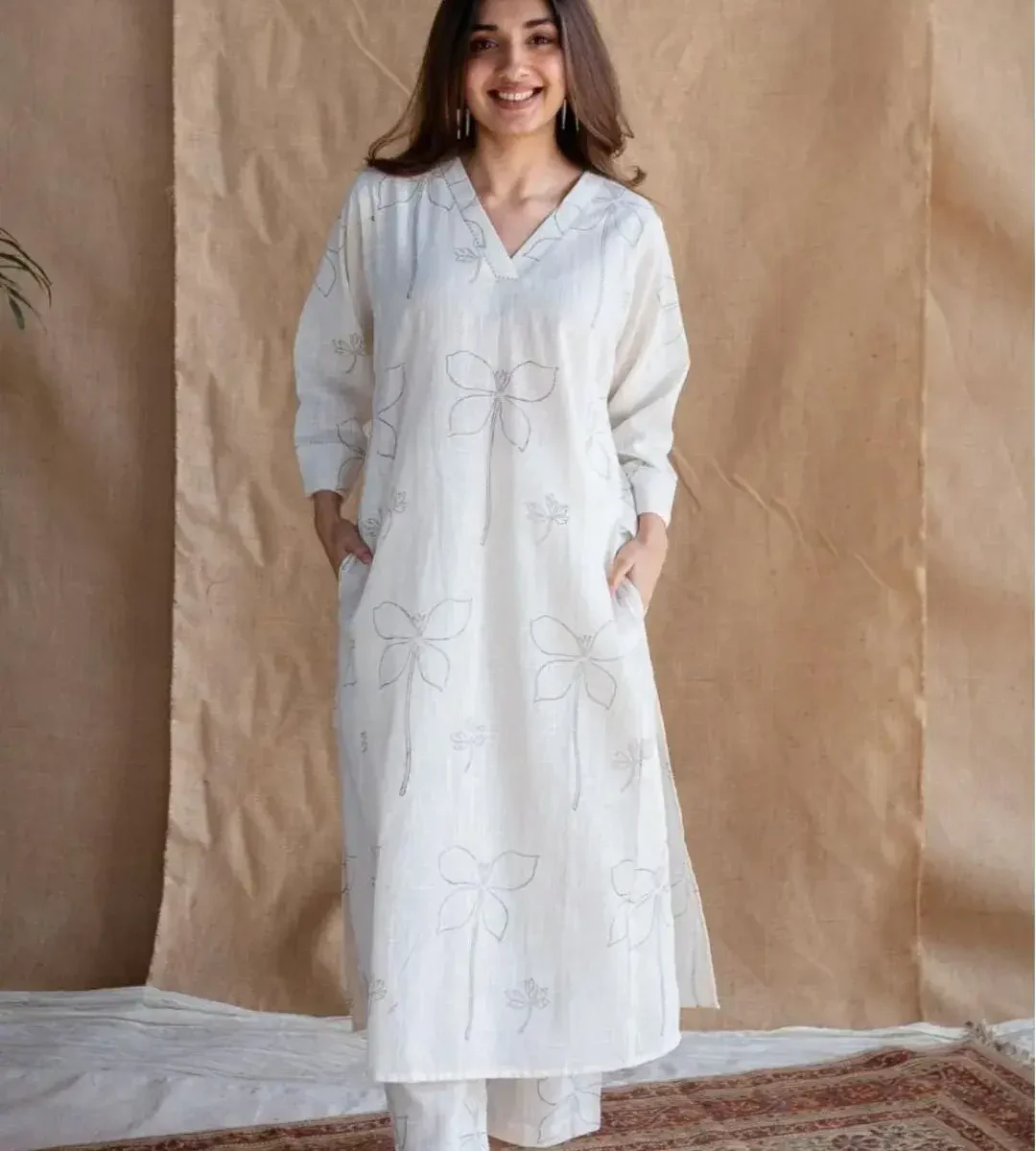 Leaf Printed Kurti With Plazo 1