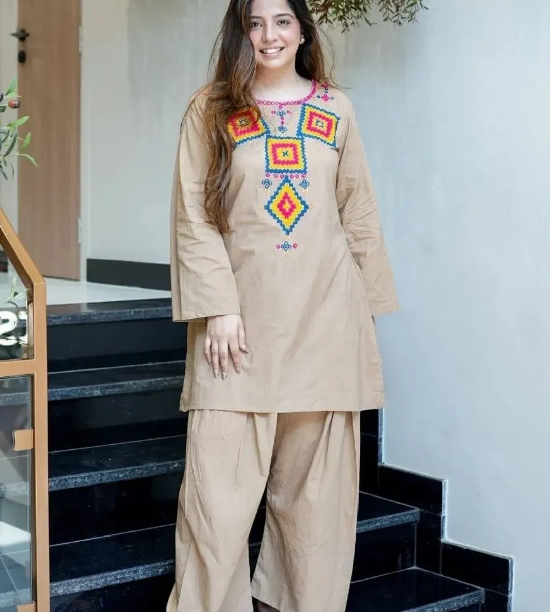 Light Brown Kurti With Pant 