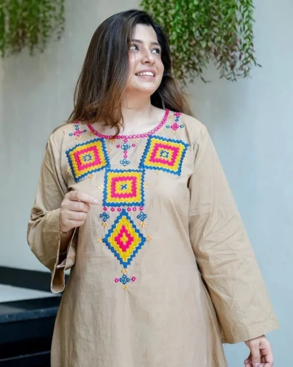 Light Brown Kurti With Pant Front