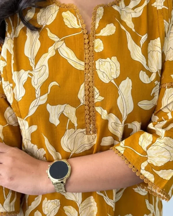 Mustard Yellow Kurti combination With Pant