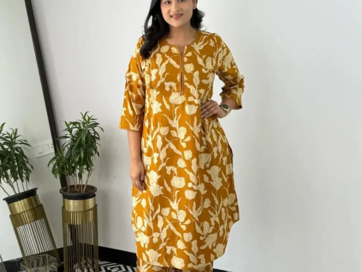 Buy Mustard Yellow Kurti combination Online KurtiBloom