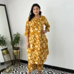 Mustard Yellow Kurti combination With Pant
