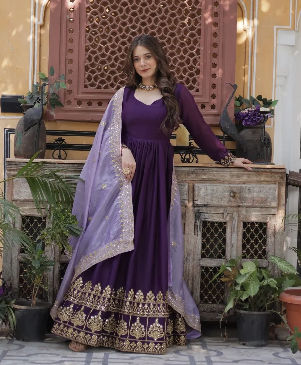 Printed Full Sleeve Anarkali Kurti Set