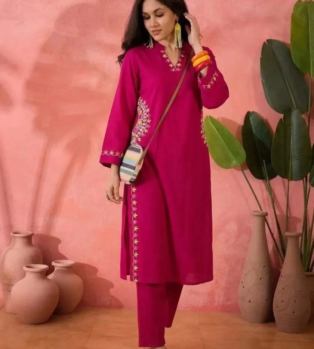 Rani Pink Kurti With Pant