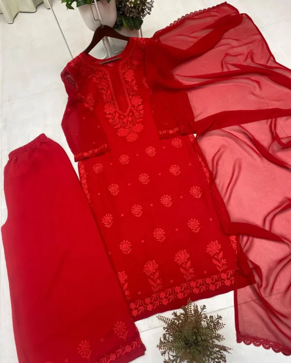 Red Kurti With Palazzo Set