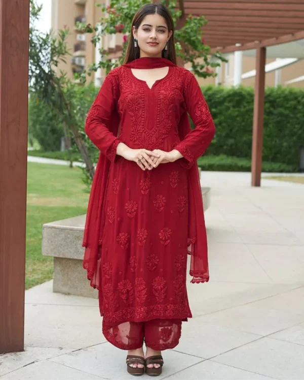 Red Kurti With Palazzo Set