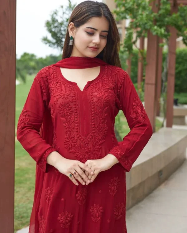 Red Kurti With Palazzo Set