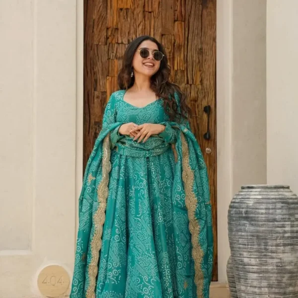 Bandhani Anarkali Kurti Set