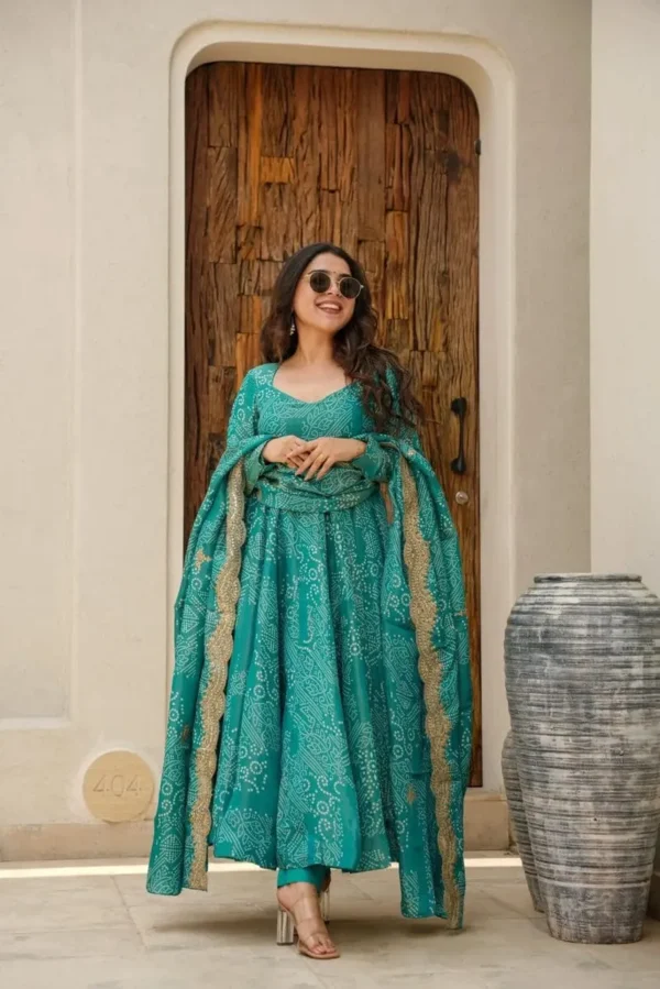 Bandhani Anarkali Kurti Set