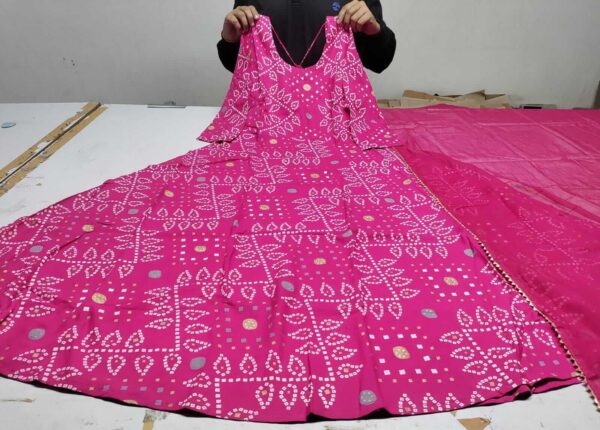 Bandhani Anarkali Kurti Set