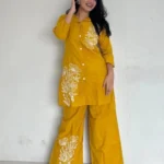 Yellow Floral Kurti With Pant