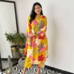 Yellow Kurti Combination With Pant