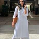 Plain White Cotton Slub Kurti​ Palazzo Set