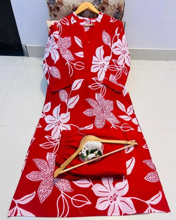Red Plazo With Kurti Set