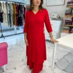 Red Plazo With Kurti Set