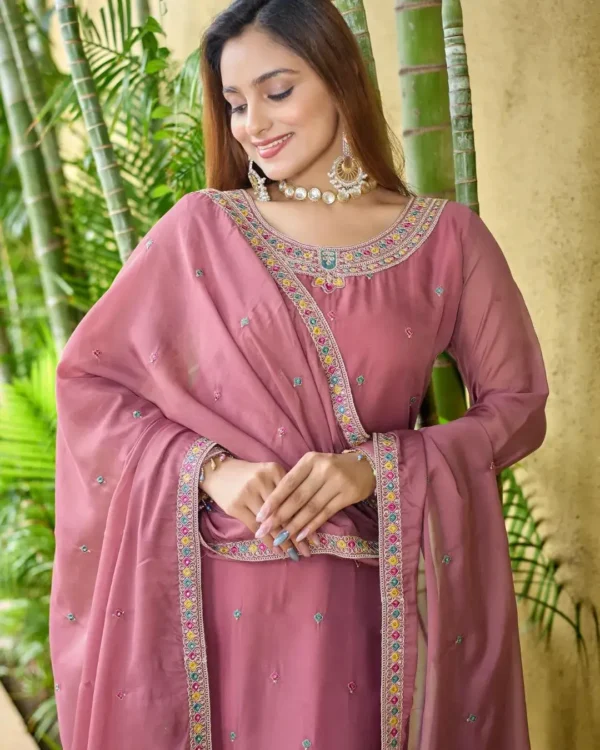 Party Wear Kurti Set With Dupatta Front