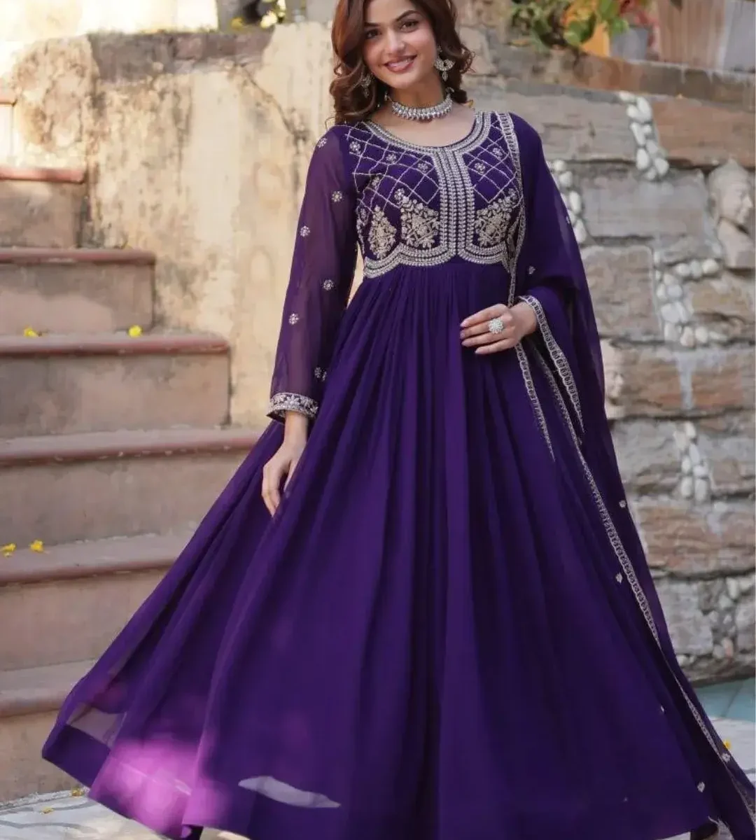 Purple Kurti Party Wear Set