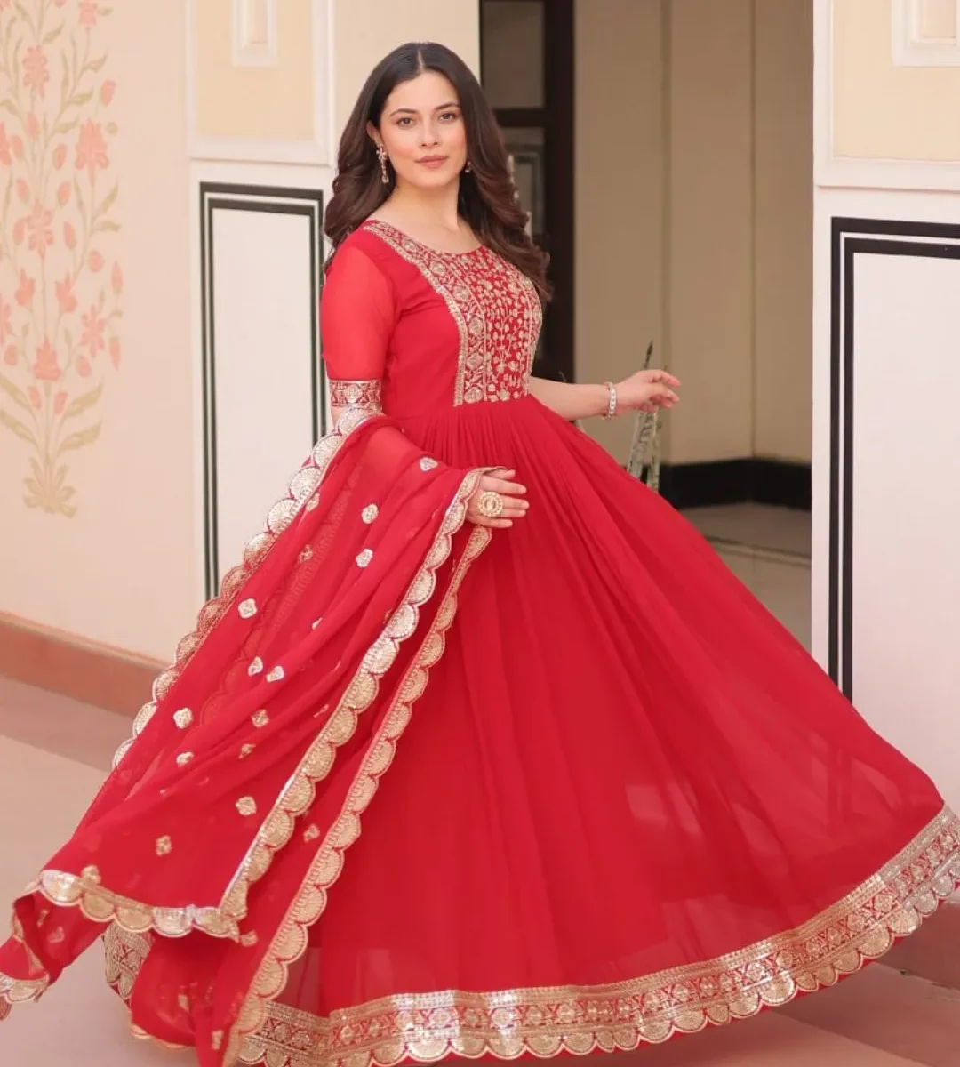 Red Kurti Party Wear Set