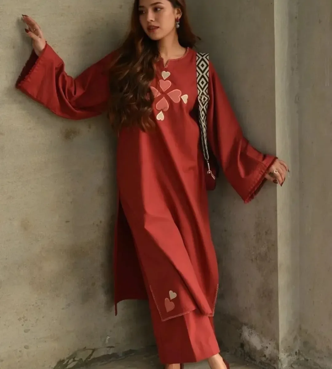 Red Plazo With Kurti Set