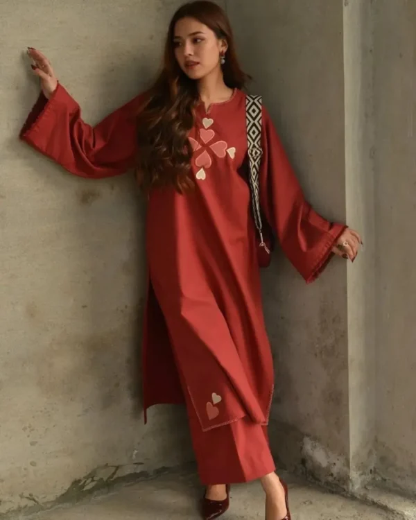 Red Plazo With Kurti Set