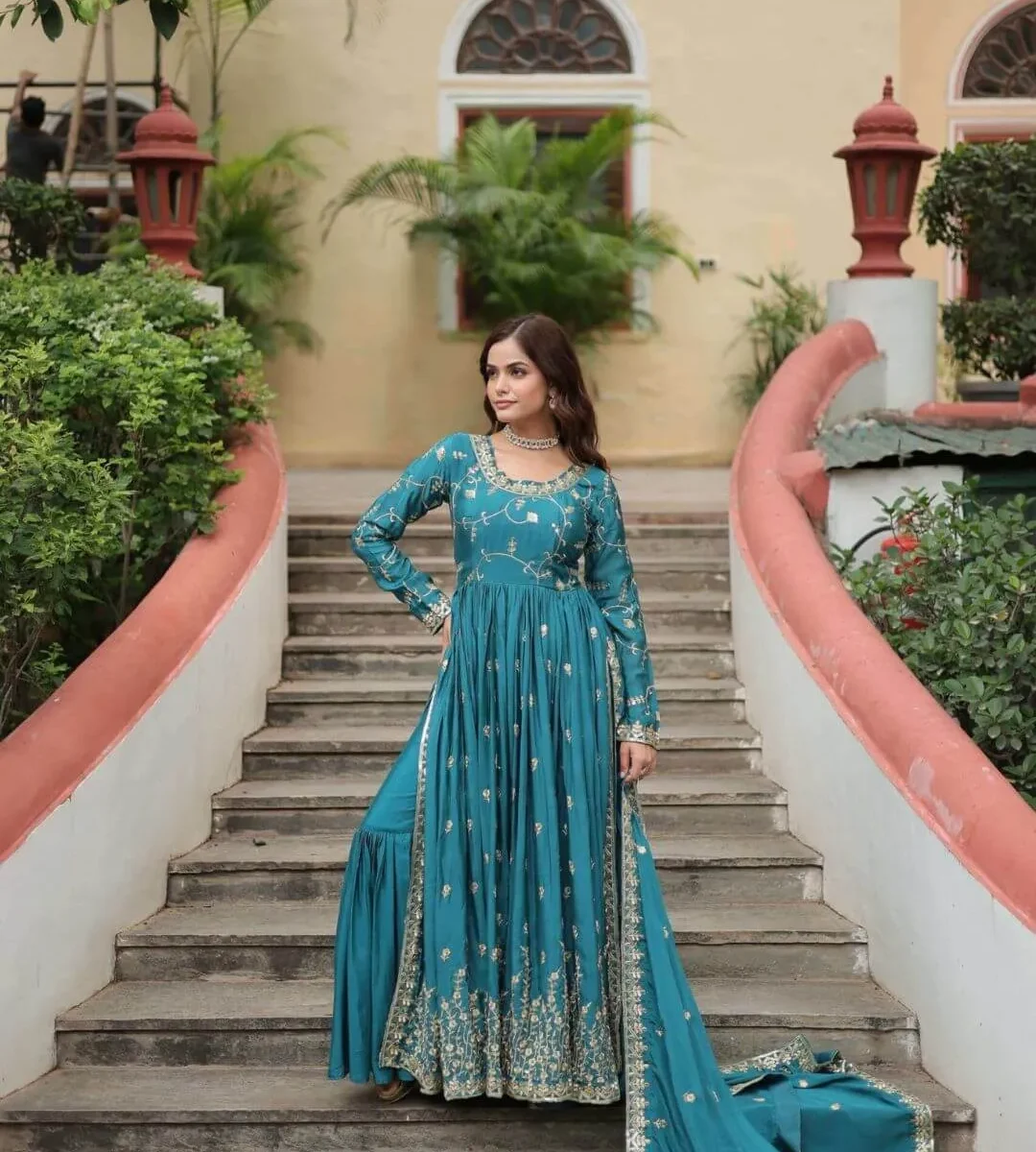 Kurti Pant Set With Dupatta Party Wear