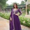 Purple Party Wear Gown With Dupatta Set