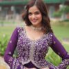 Purple Party Wear Gown With Dupatta Set