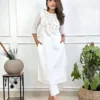 White Cotton Kurti With Pant Set