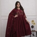 Maroon Cotton Kurti Set
