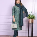 Rama Green Silk Kurti Set