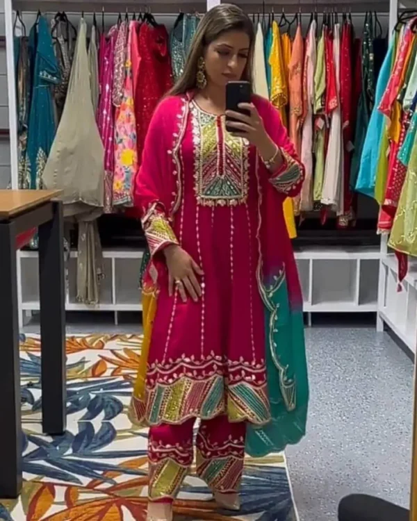 Rani Pink Cotton Panjabi Suit Set