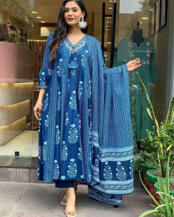 Navy Blue Anarkali Kurti Set