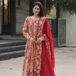 Orange Multi Colour Anarkali Suit​ Set