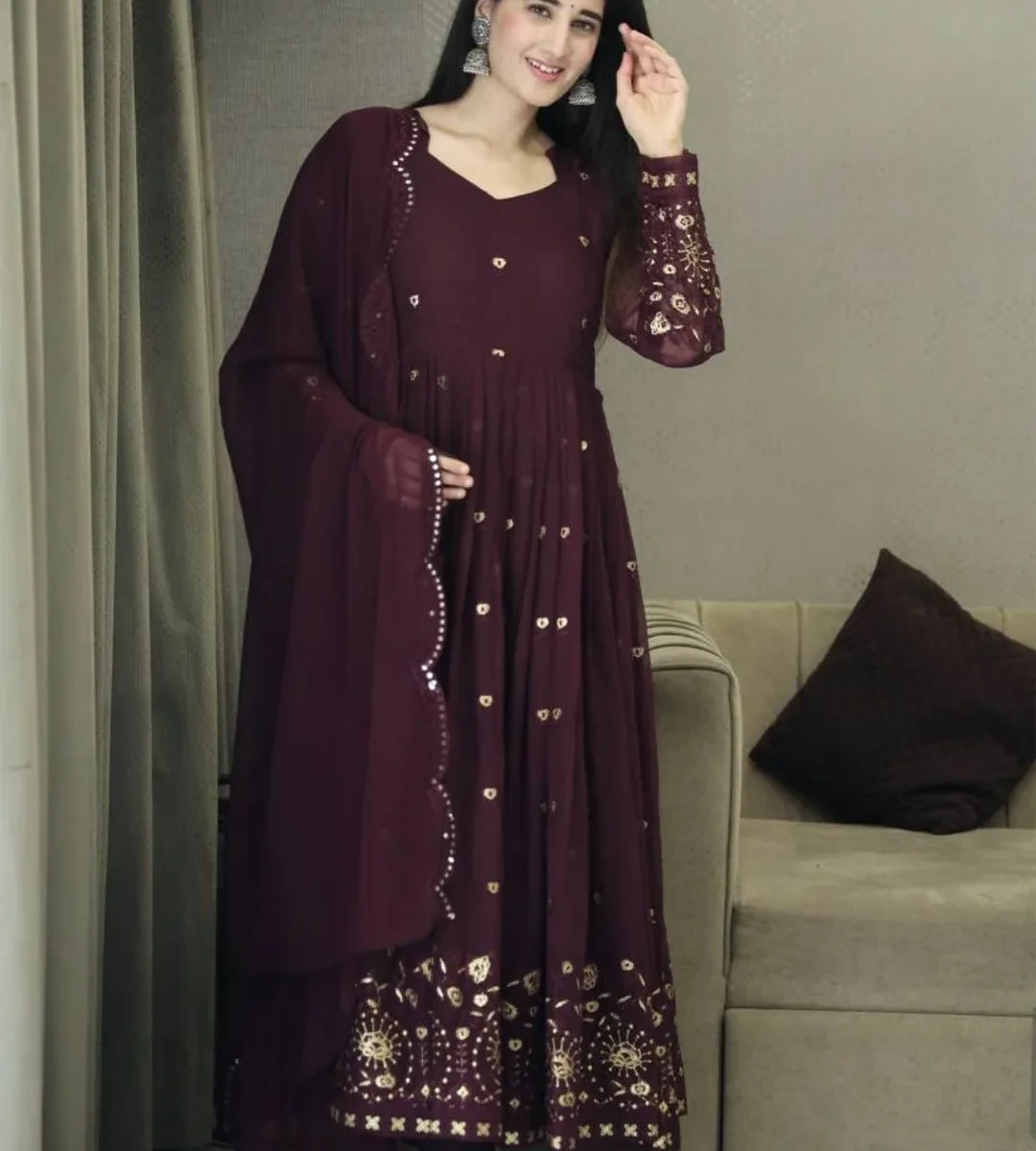 Georgette Anarkali Kurti Set