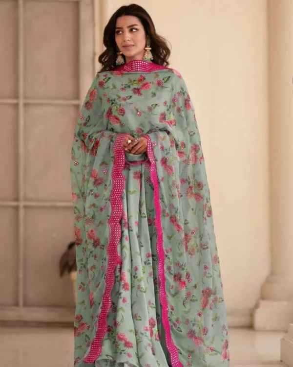 Green Sinon Floral Kurti Set